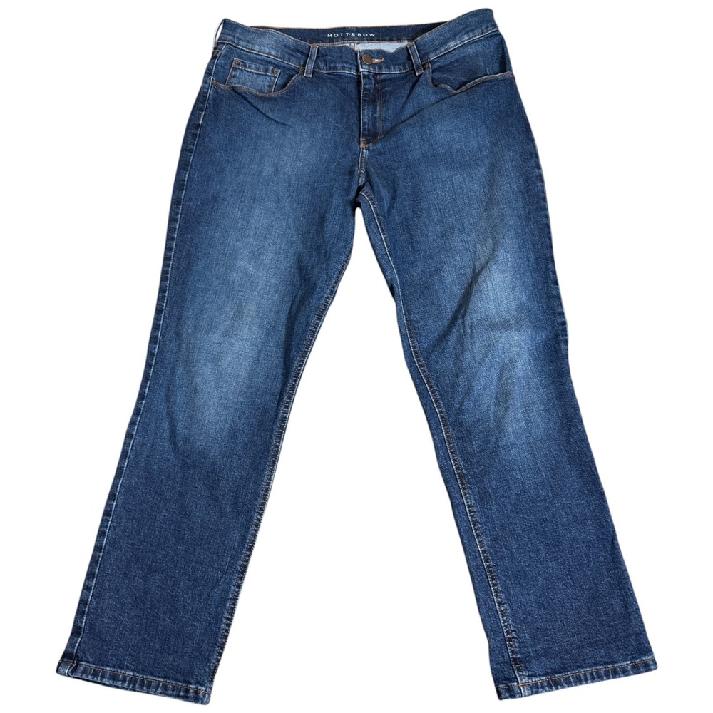 Mott & Bow Jeans Womens Size 35x28 Boyfriend Blue Dark Wash Stretch Denim Casual